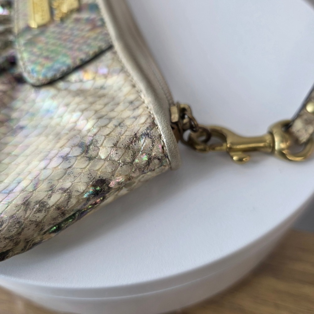 Coach Madison Shimmer Python Leather Wristlet Gol… - image 4